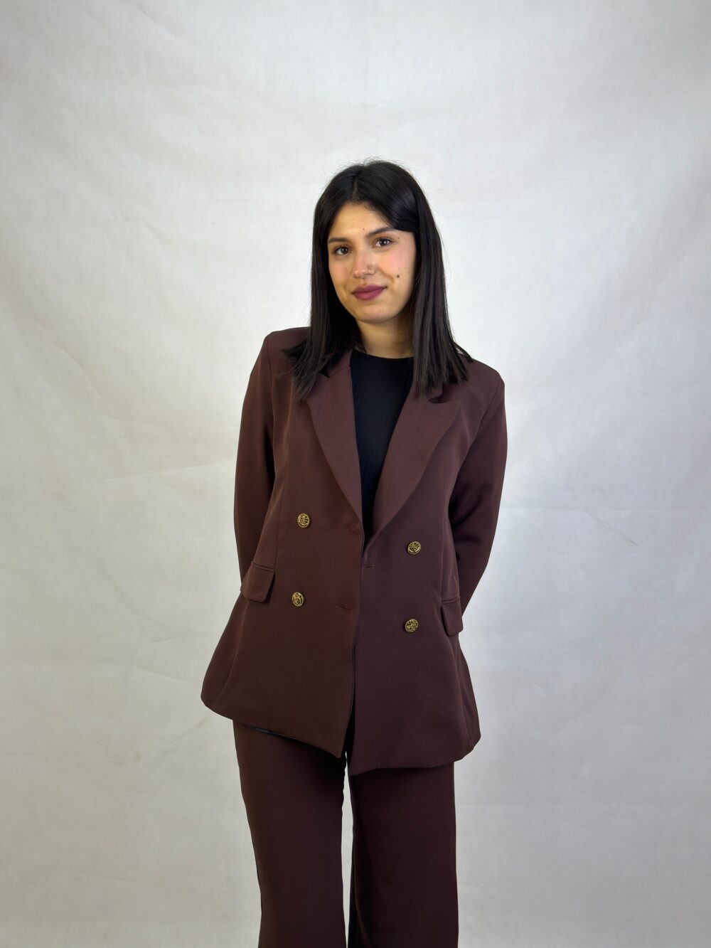 Blazer Croisé & Pantalon à pince large | Marron