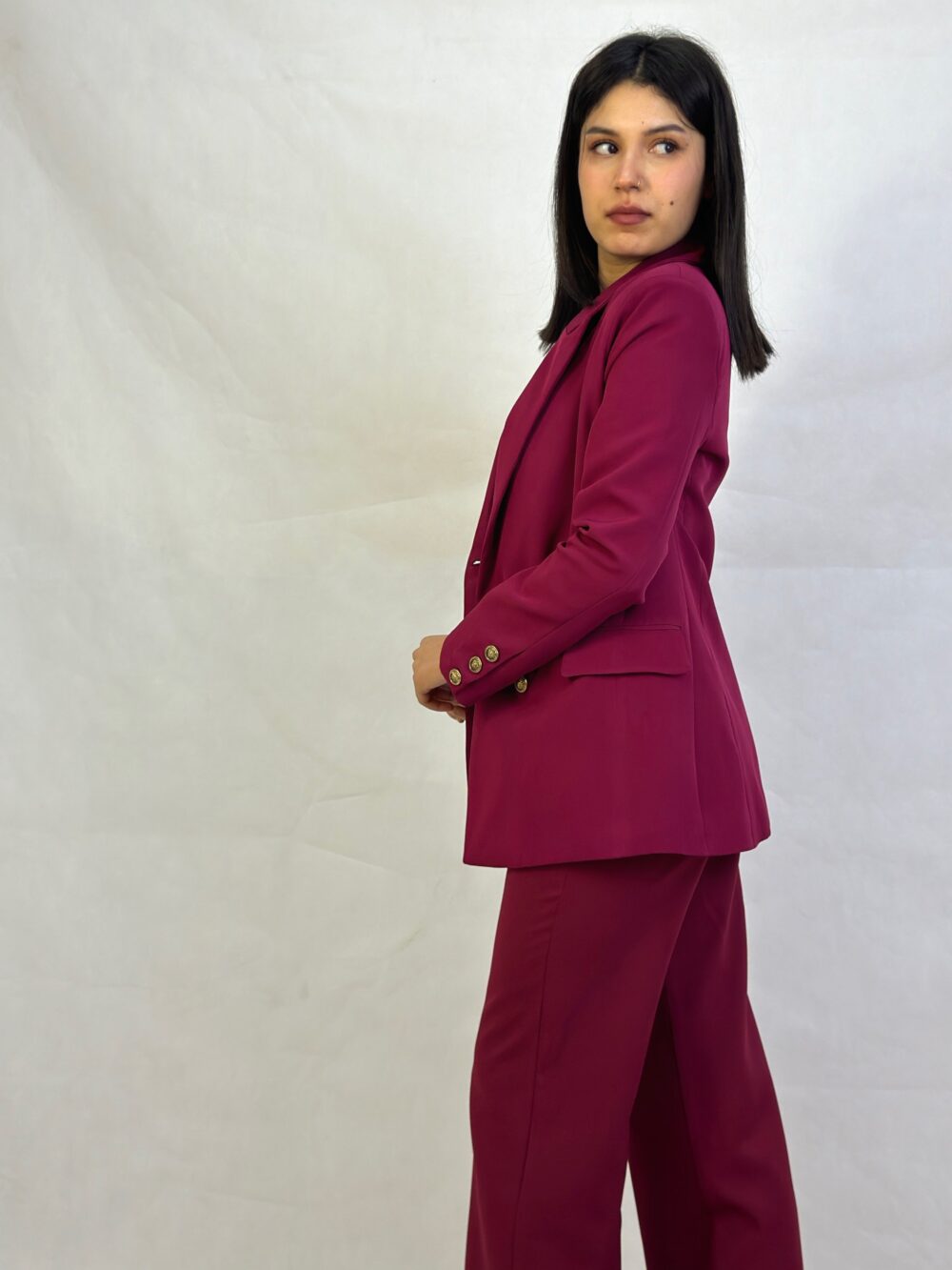 Blazer Croisé & Pantalon à pince large | Rouge Bordeaux