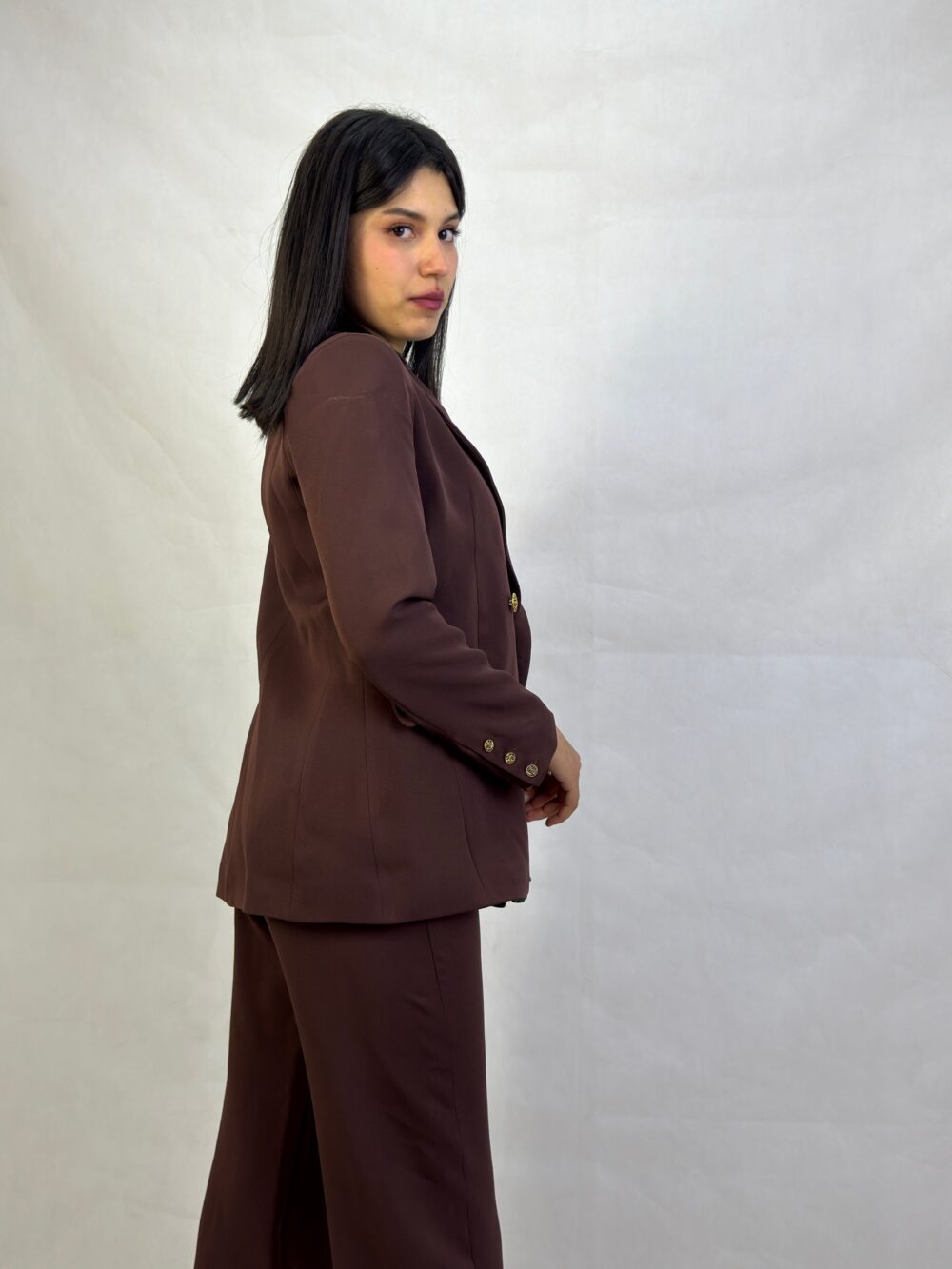 Blazer Croisé & Pantalon à pince large | Marron – Image 2