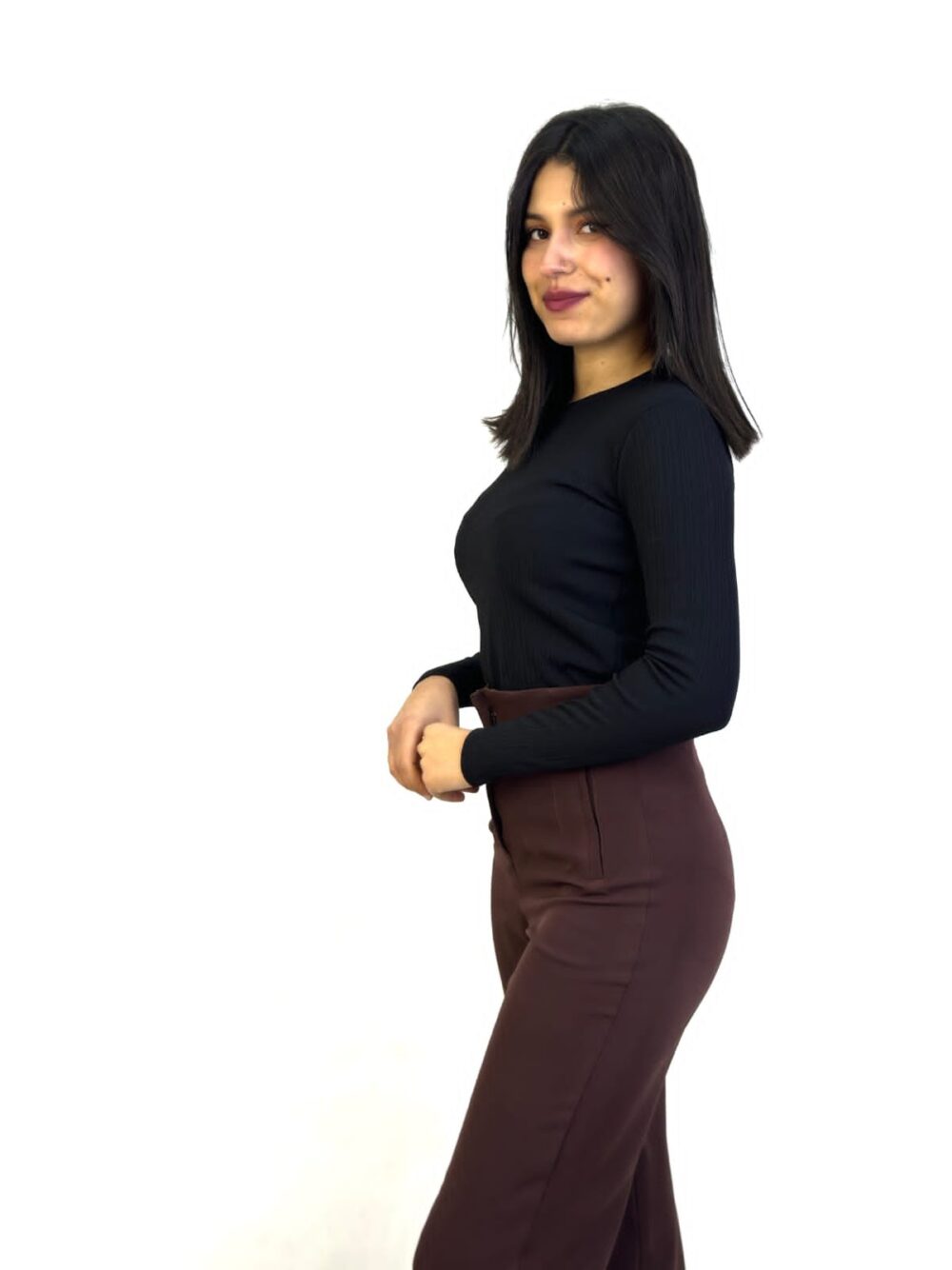 Pantalon large à pinces | Marron – Image 2