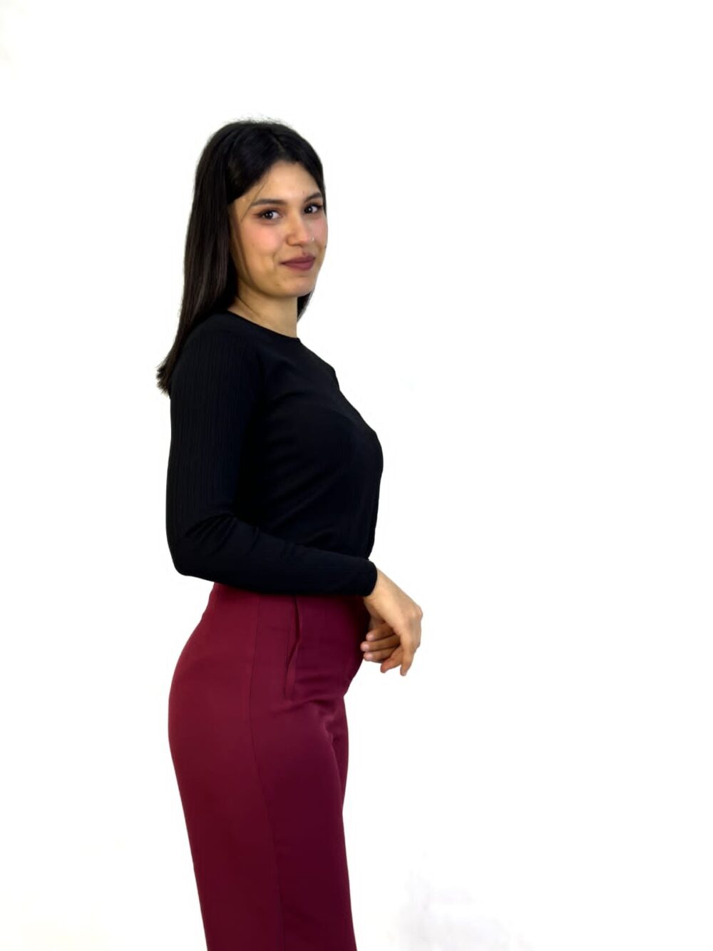 Pantalon large à pinces | Rouge Bordeaux – Image 3