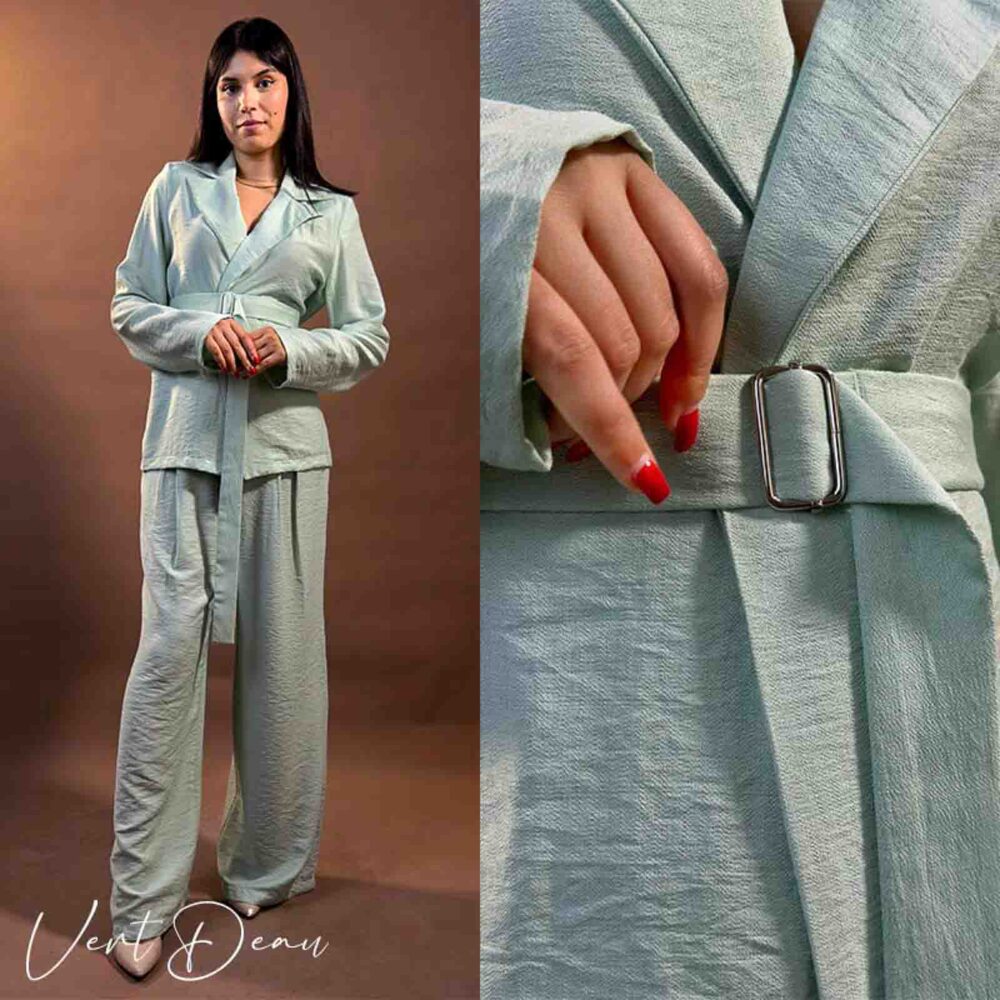 Blazer avec ceinture metallisée et pantalon à plis creux – Image 11