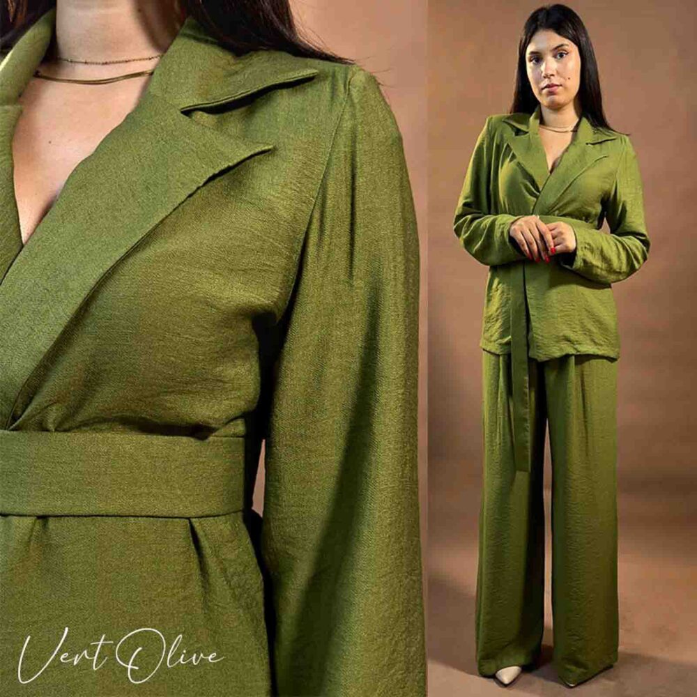 Blazer avec ceinture metallisée et pantalon à plis creux – Image 13