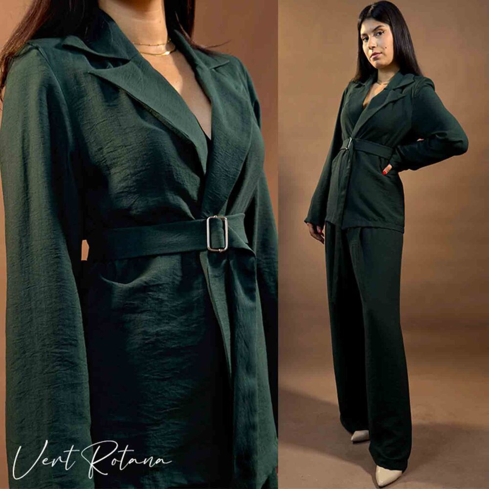 Blazer avec ceinture metallisée et pantalon à plis creux – Image 17