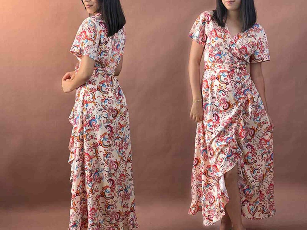 Robe cache coeur longue demi-manches